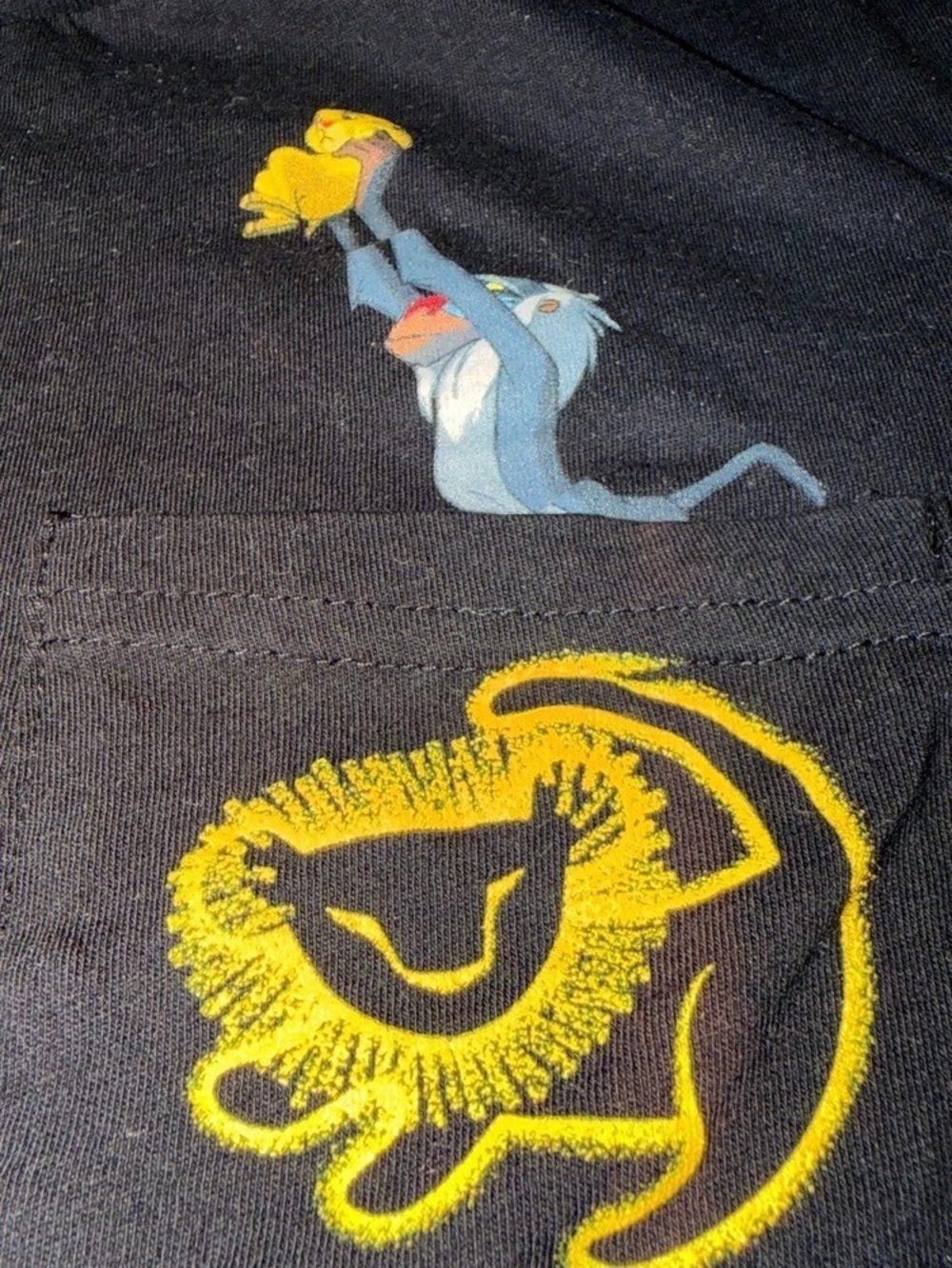 Disney The Lion King Rafiki Simba Pocket T-Shirt Black Girls Small